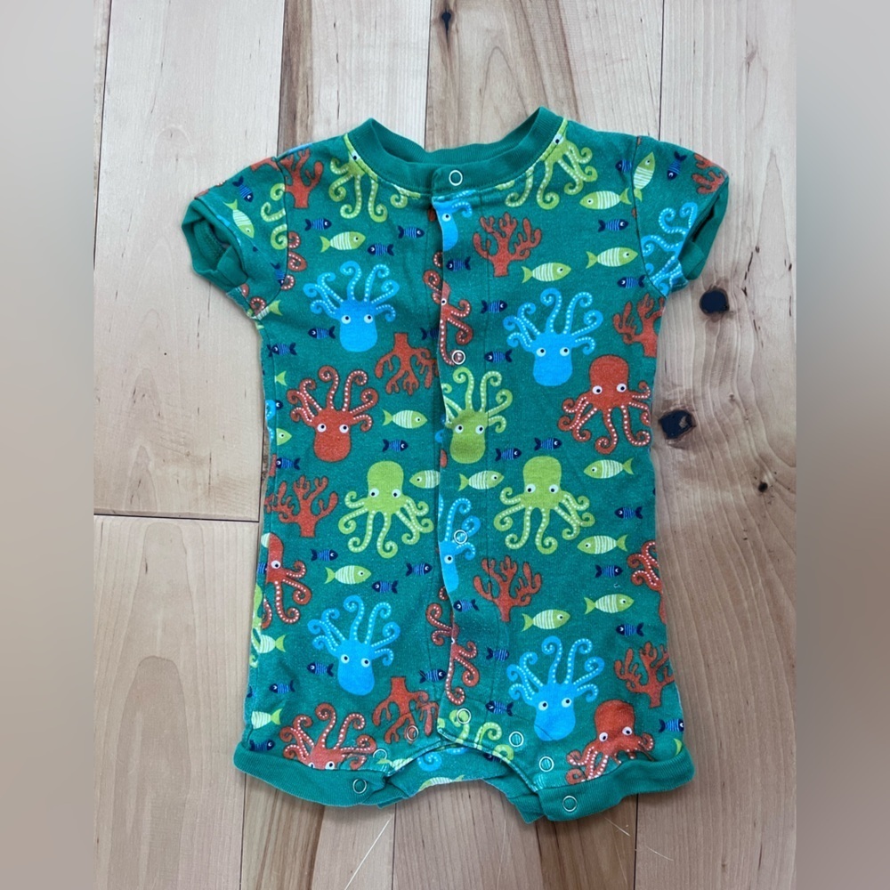 Green Blue Octopus Print One Piece Swimsuit